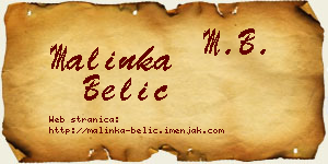 Malinka Belić vizit kartica